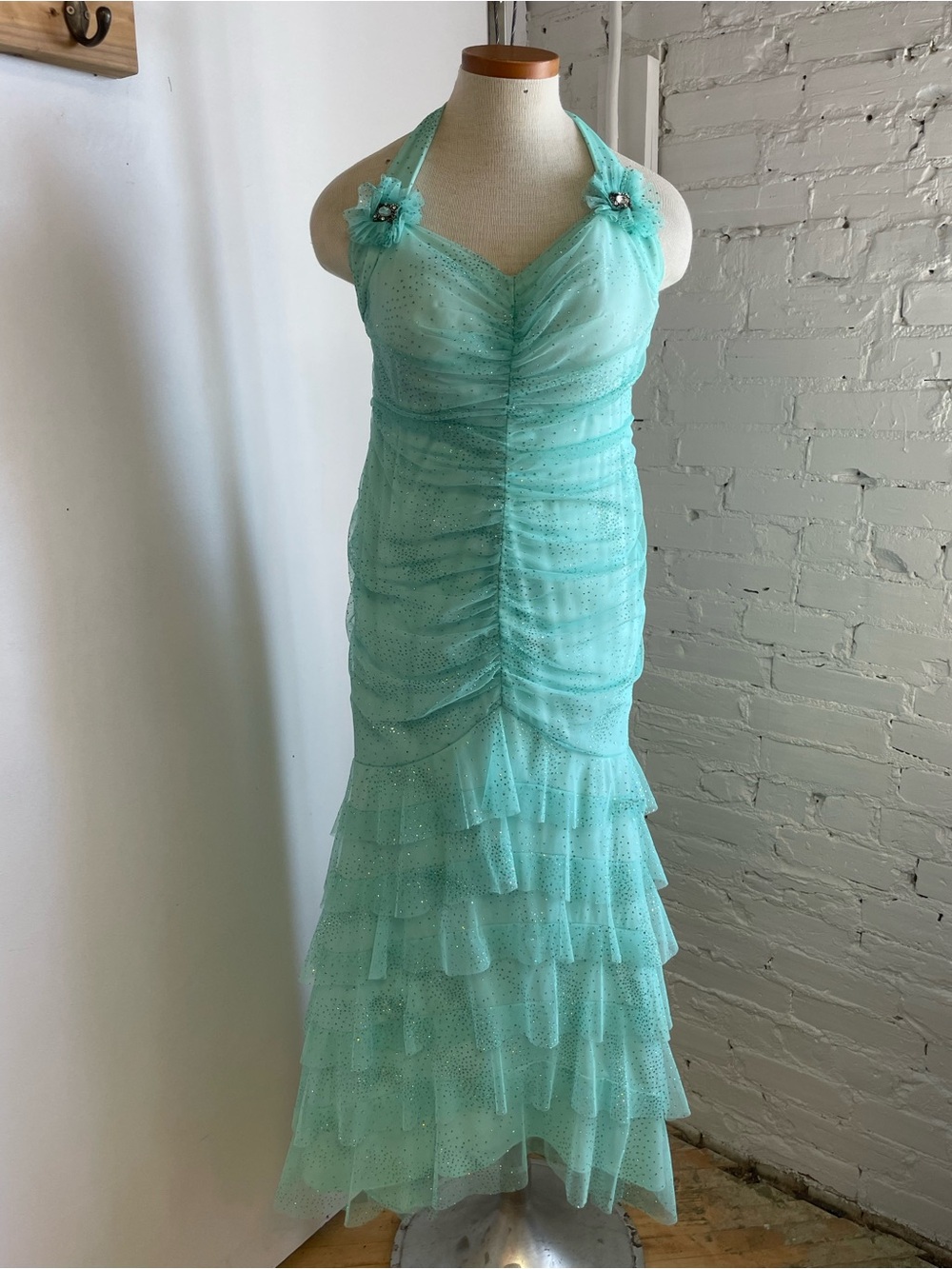 Mint Halter Ruffle Mermaid Dress